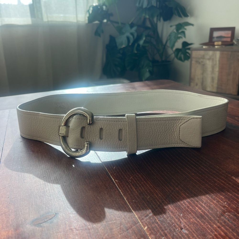 Prada white vintage leather belt